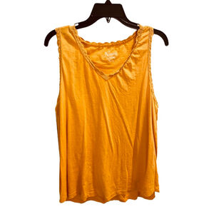 Natural Reflections Women's Orange Scallop Lace Trim V-Neck Tank Top Size XL
